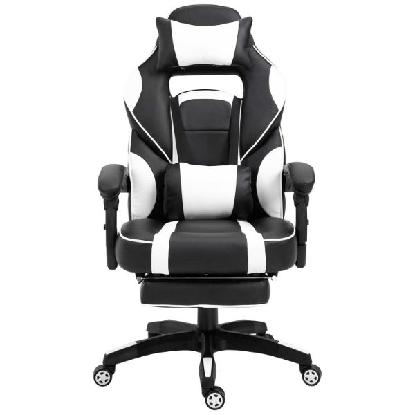 Black and White Ergonomic Gamin Office Chair with | 2334-WH | AFW.com