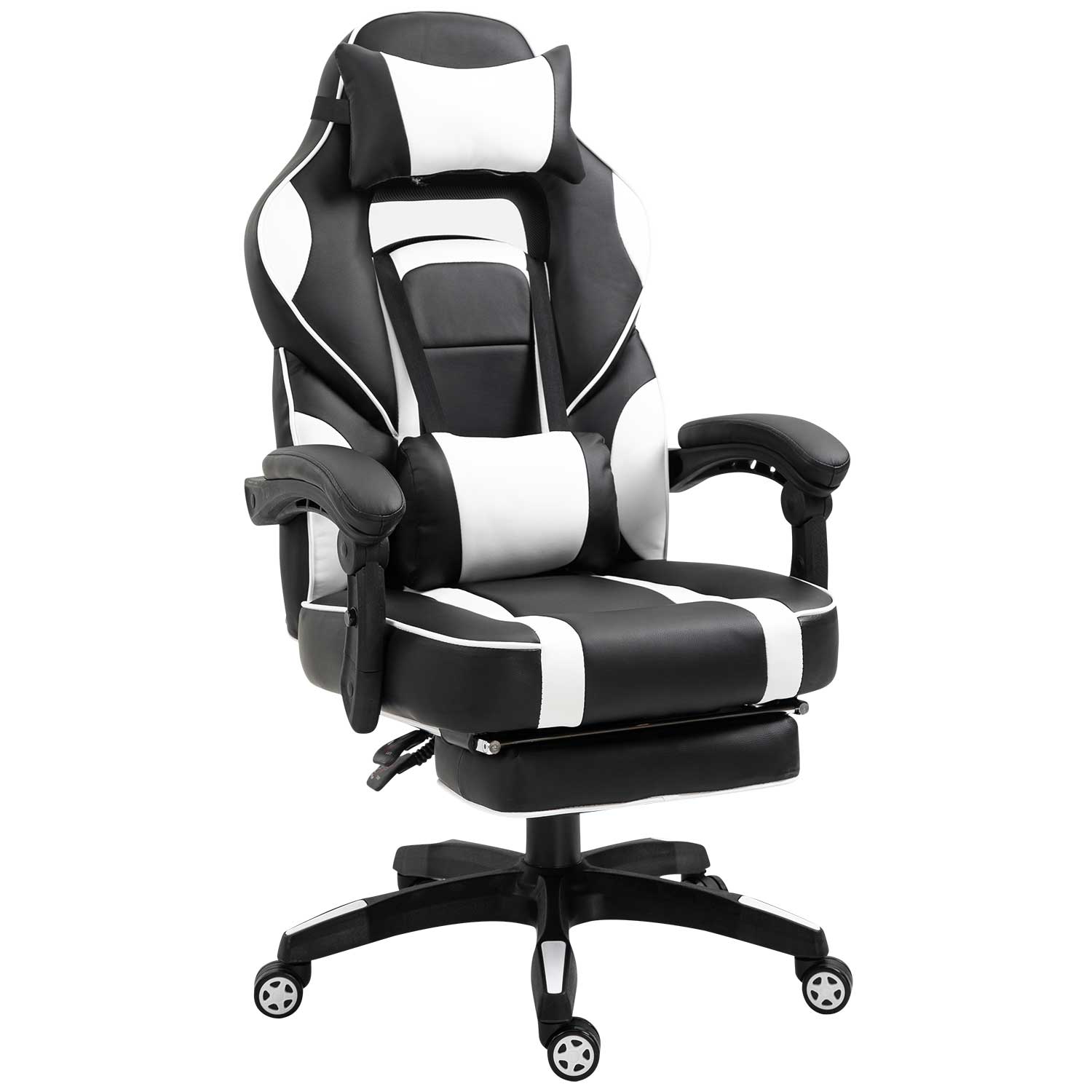 Black and White Ergonomic Gamin Office Chair with | 2334-WH | AFW.com