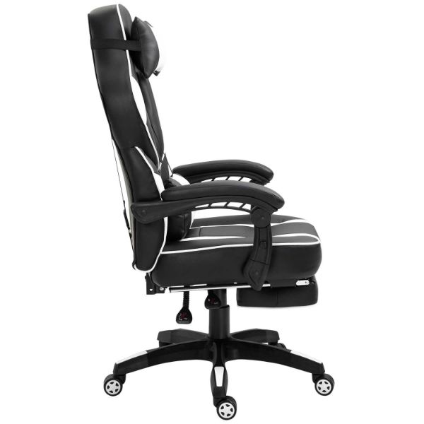 Black and White Ergonomic Gamin Office Chair with | 2334-WH | AFW.com