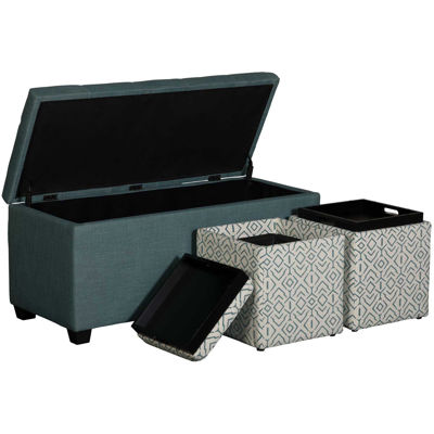 Picture of Aqua Shoe Storage Bench with 2 Cubes