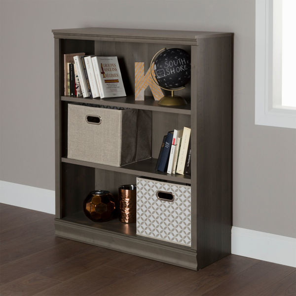 Picture of Morgan - 3-Shelf Bookcase, Gray Maple * D