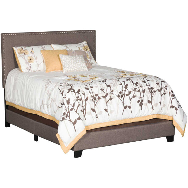Picture of Upholstered Twin Bed in Brown Linen