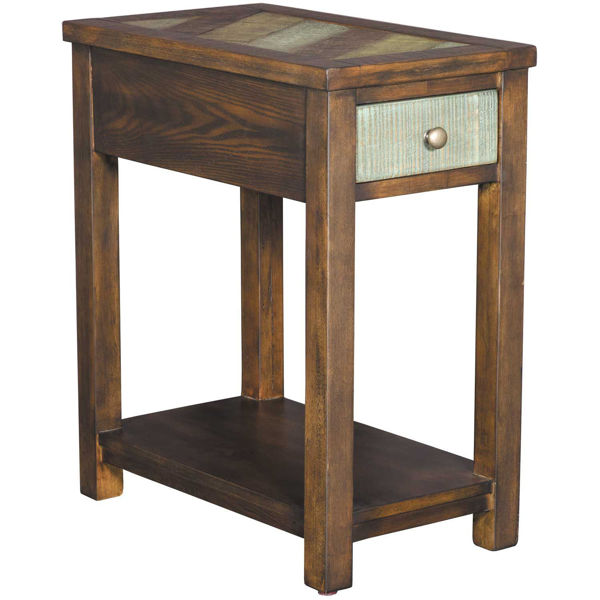 Picture of Mountaineer Vintage Chairside Table with 1 Drawer and USB Charging