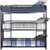 Picture of Twin Over Twin 3-Tier Black Metal Bunk Bed