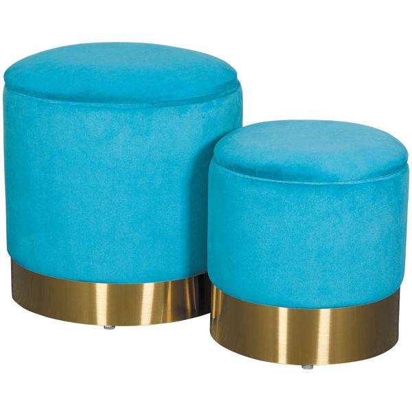 Picture of Becca Set of 2 Teal Storage Ottomans