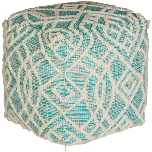 Picture of Warley Aqua Wool Pouf