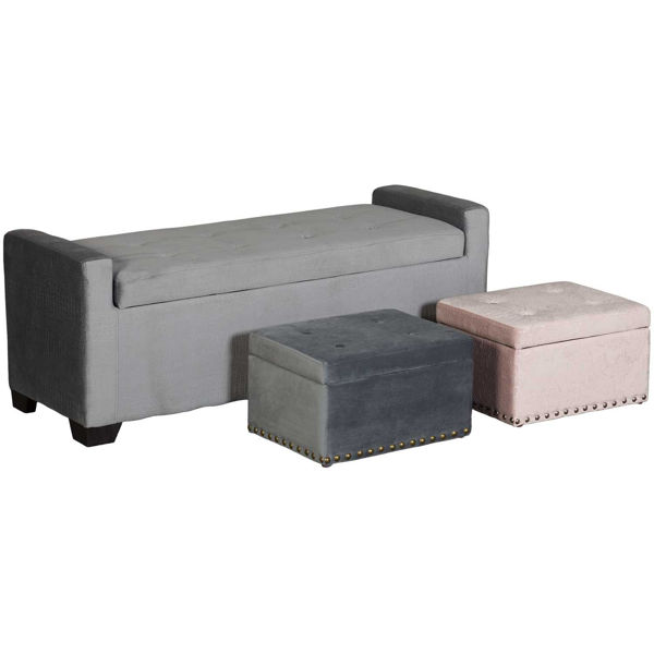 Picture of 3 PC Gray Croc Storage Bench