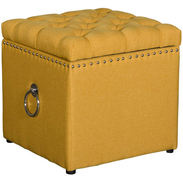 Picture of Serena Mustard Yellow Tufted Ottoman