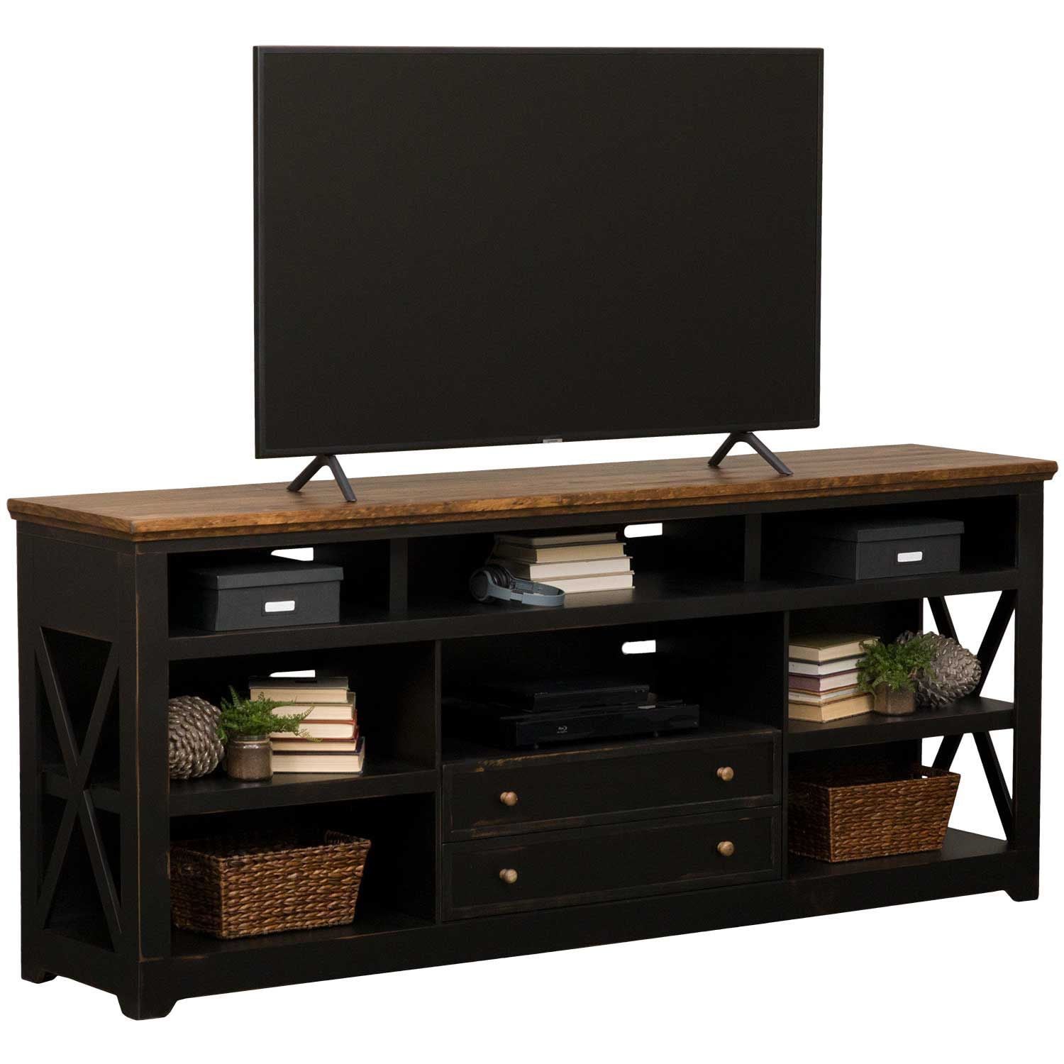 black tv dresser Curio Cabinet Credenza with Glass Door Black (Set of 3)