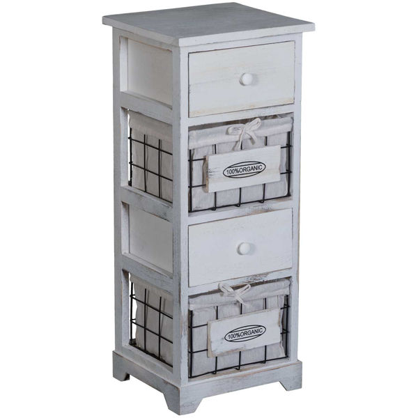Picture of White Four Drawer Accent Table