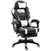Picture of Black and White Ergonomic Gamin Office Chair with Footrest