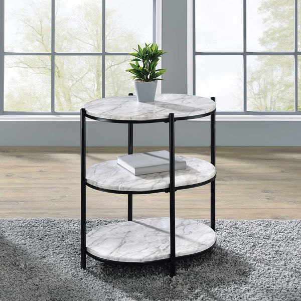 Picture of Renton 3-Tier Oval White Table