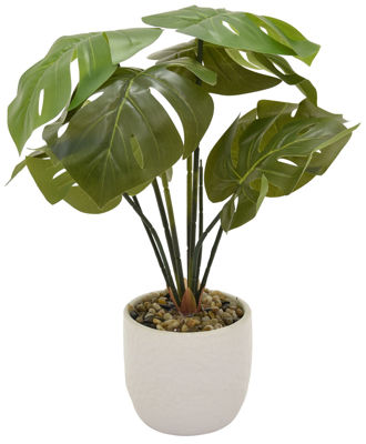 Picture of Faux Big Leaf Greenery White Pot