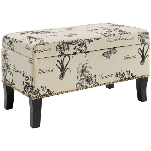 Picture of Stephanie Beige Floral Storage Bench