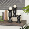 Picture of Set Of 3 Wood Candle Holders