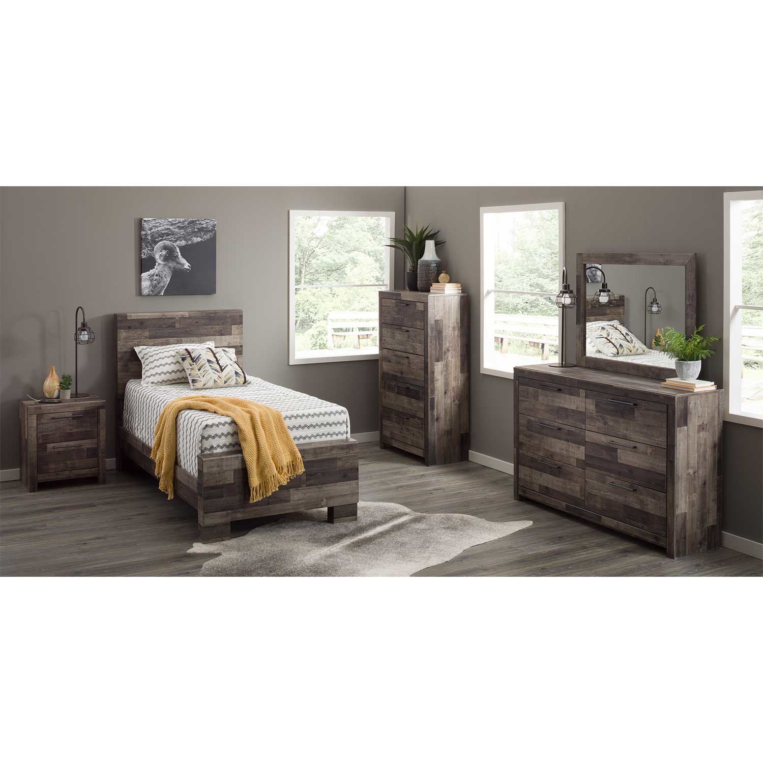 Derekson Multi Grey Full Panel Bed | B200-FPBED | AFW.com