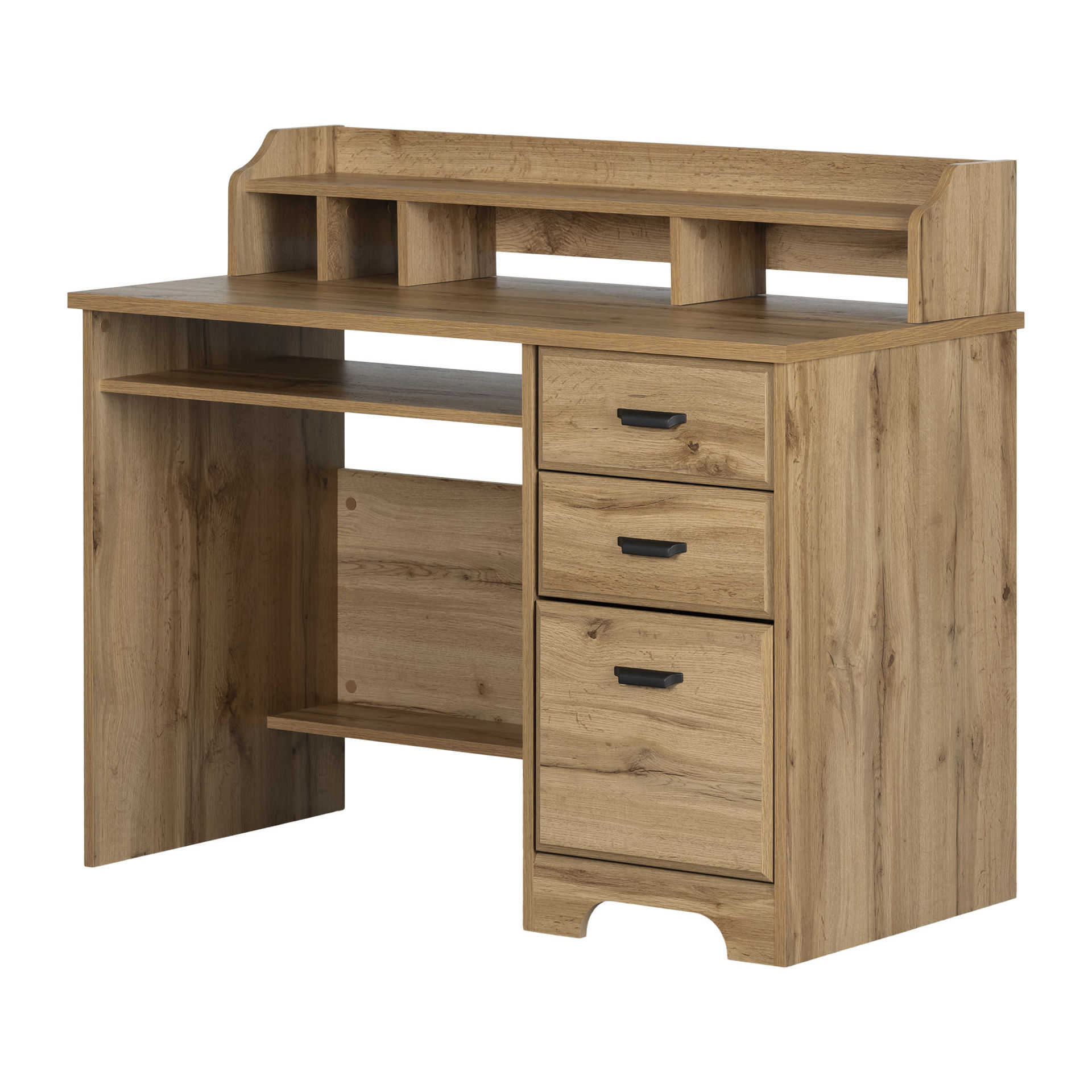 Sauder Harbor View Computer Desk with Hutch in Salt Oak