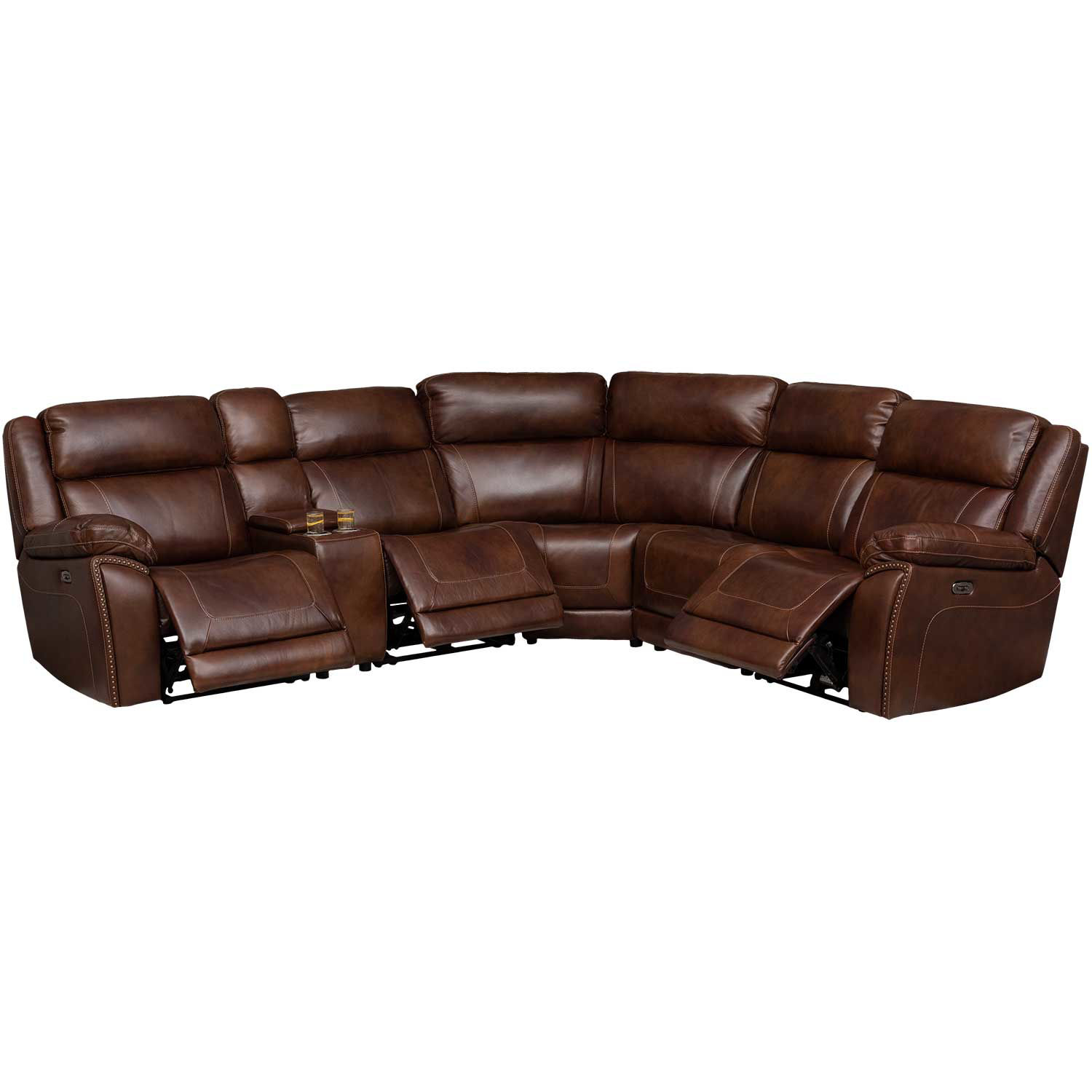 Trambley Leather 6 Piece Power Recline Sectional | Z1-102-6PC | AFW.com