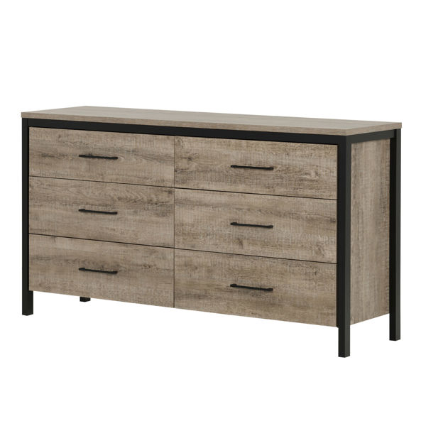 Picture of Munich - 6-Drawer Dresser, Oak and Black