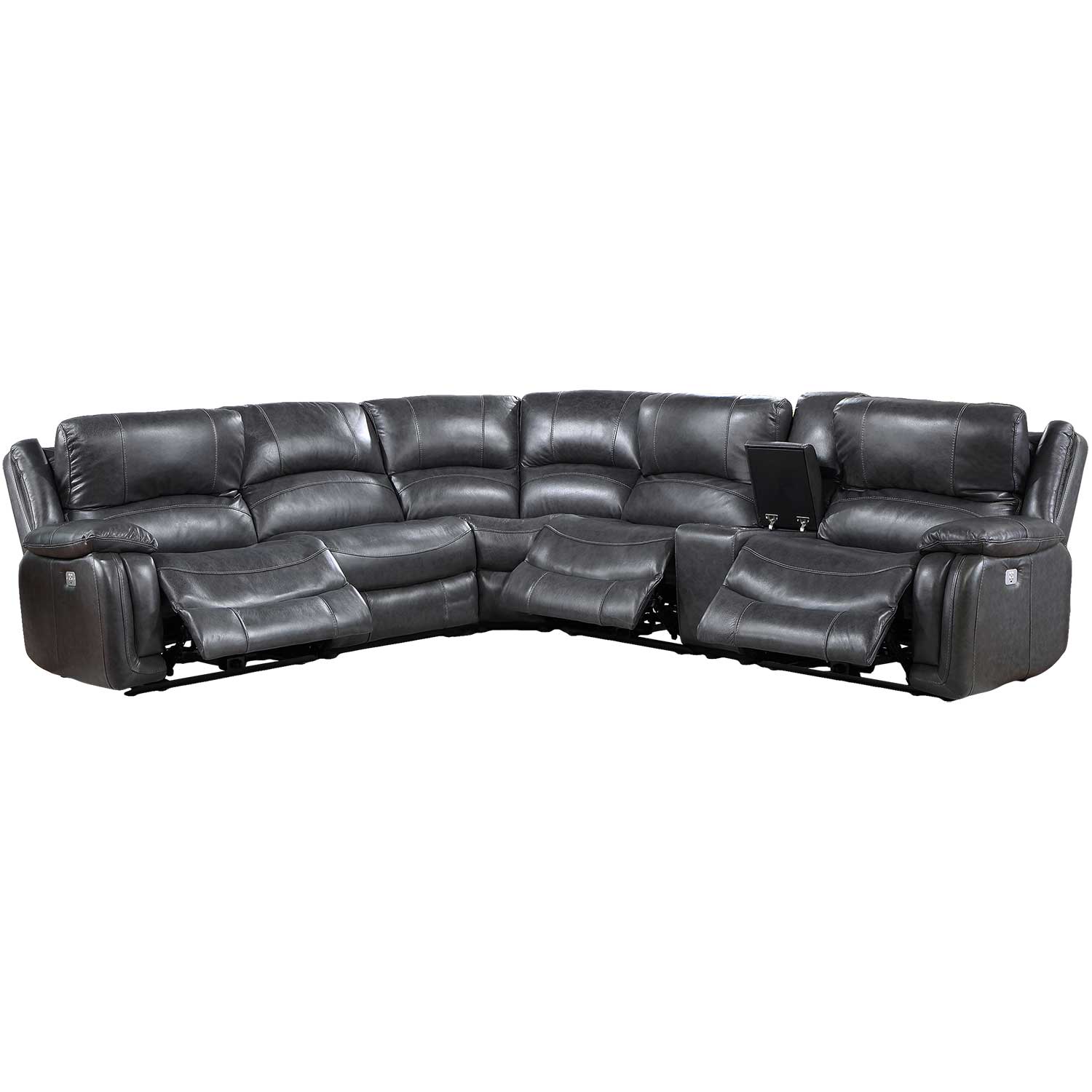 Charcoal Leather P2 Reclining Sectional | Z5-5691-6PC | AFW.com
