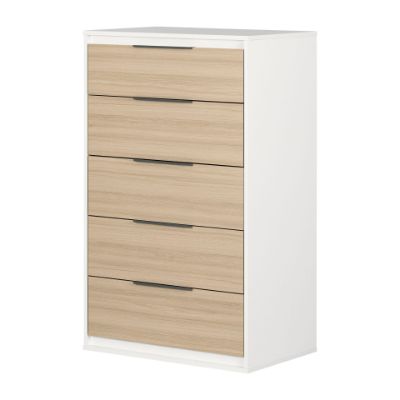 Picture of Hourra - 5-Drawer Chest, Soft Elm and White