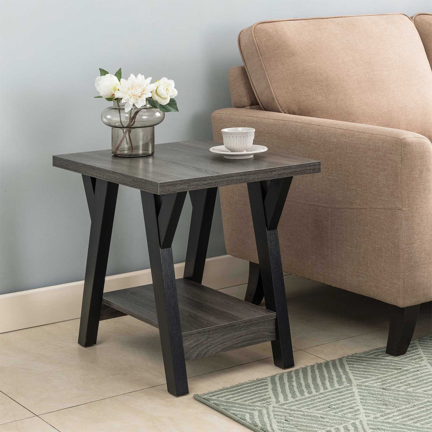 Farm Grey and Black End Table 212946ET