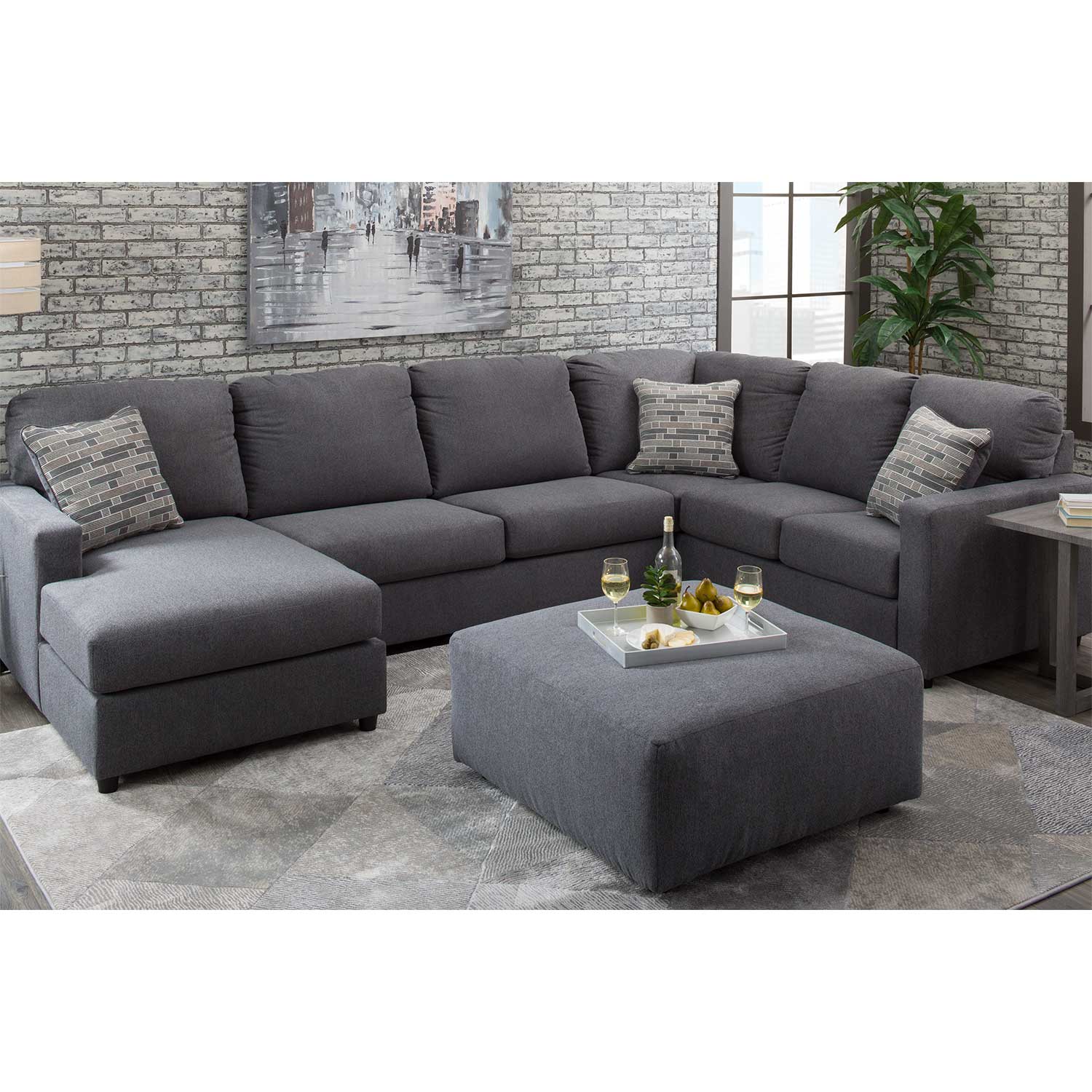 Edenfield Charcoal 3 Piece Sectional With LAF Chai | K-290LC-3PC | AFW.com