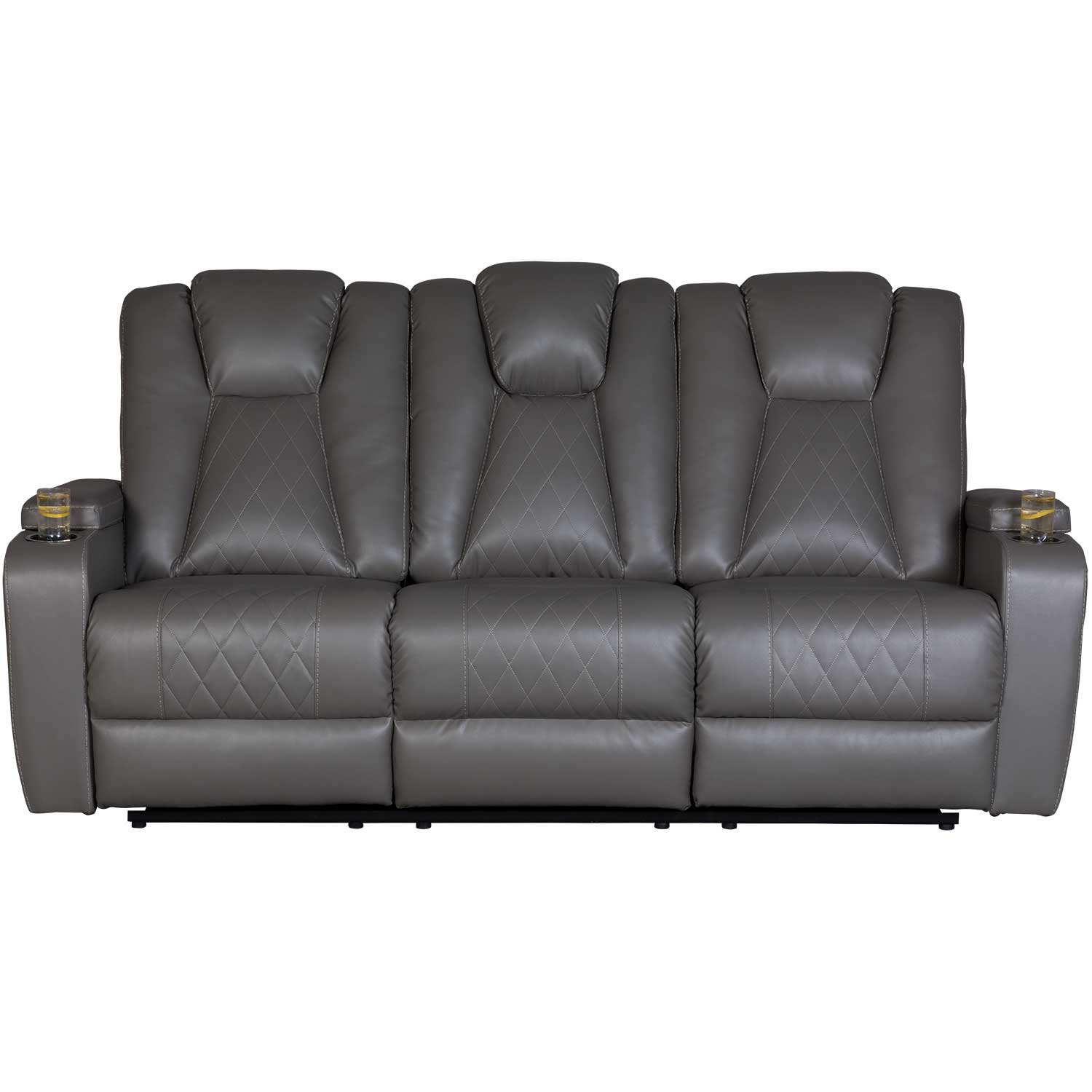 Mancin Gray Recline Sofa with Drop Table | F1-297RS | AFW.com