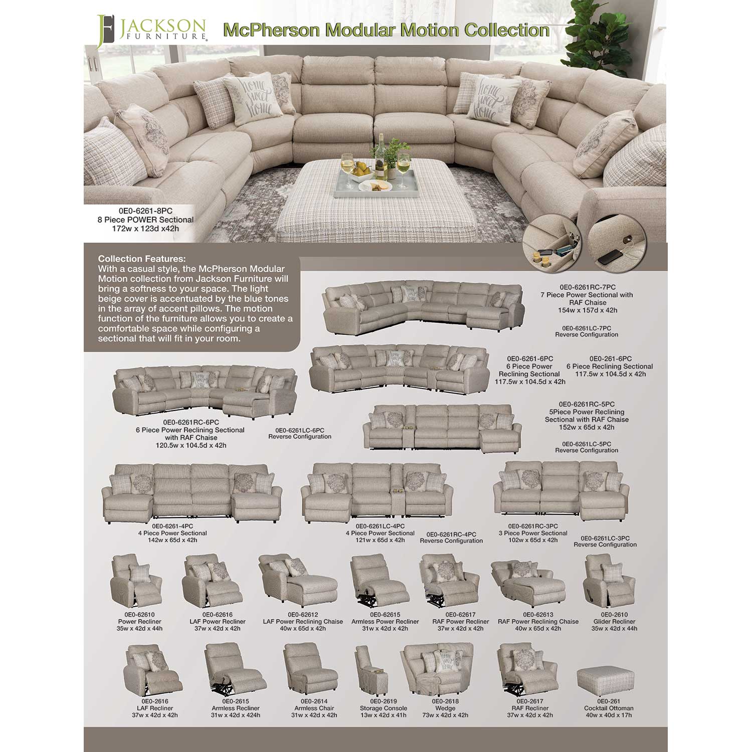 McPherson LAF Power Reclining Chaise | 0E0-62612 | AFW.com