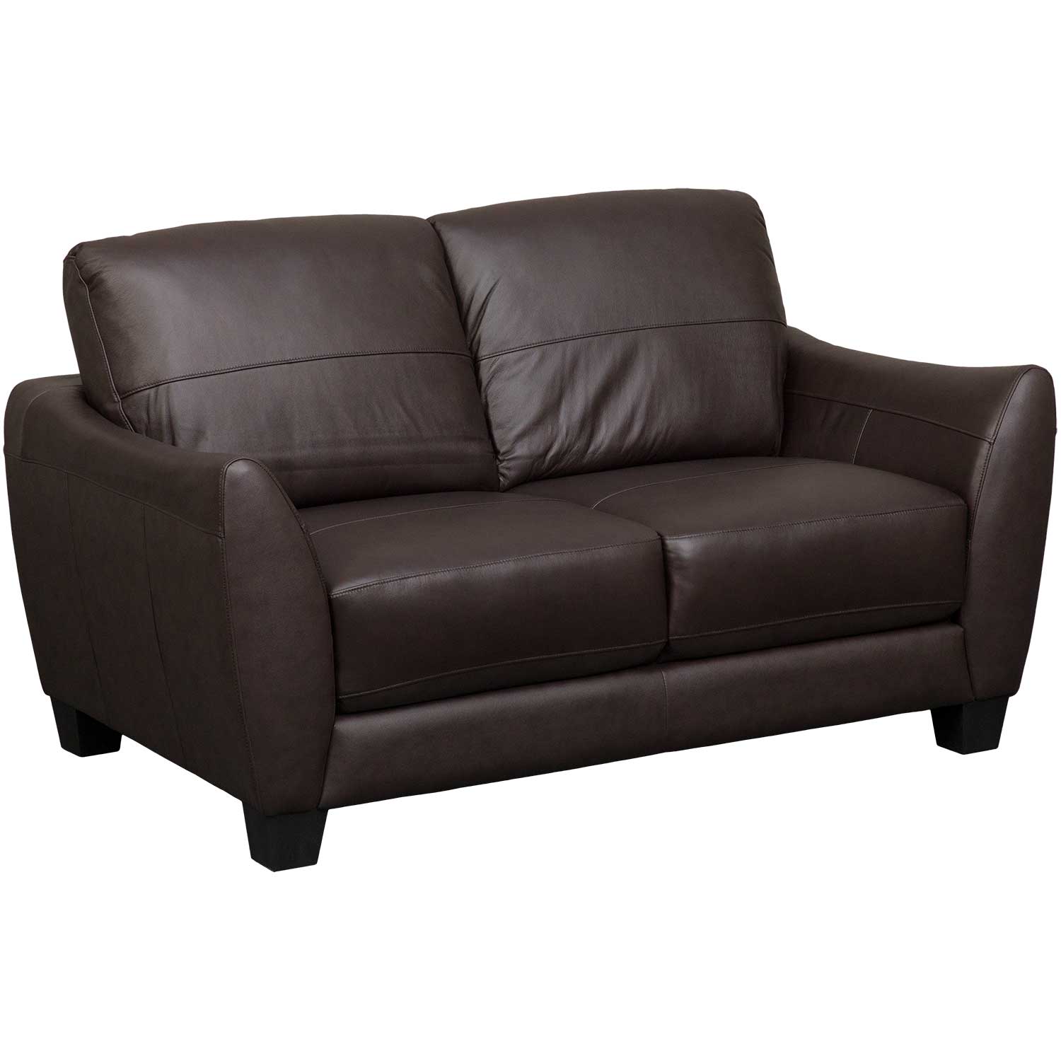 Mila Brown Leather Loveseat | 1A-7408L | AFW.com