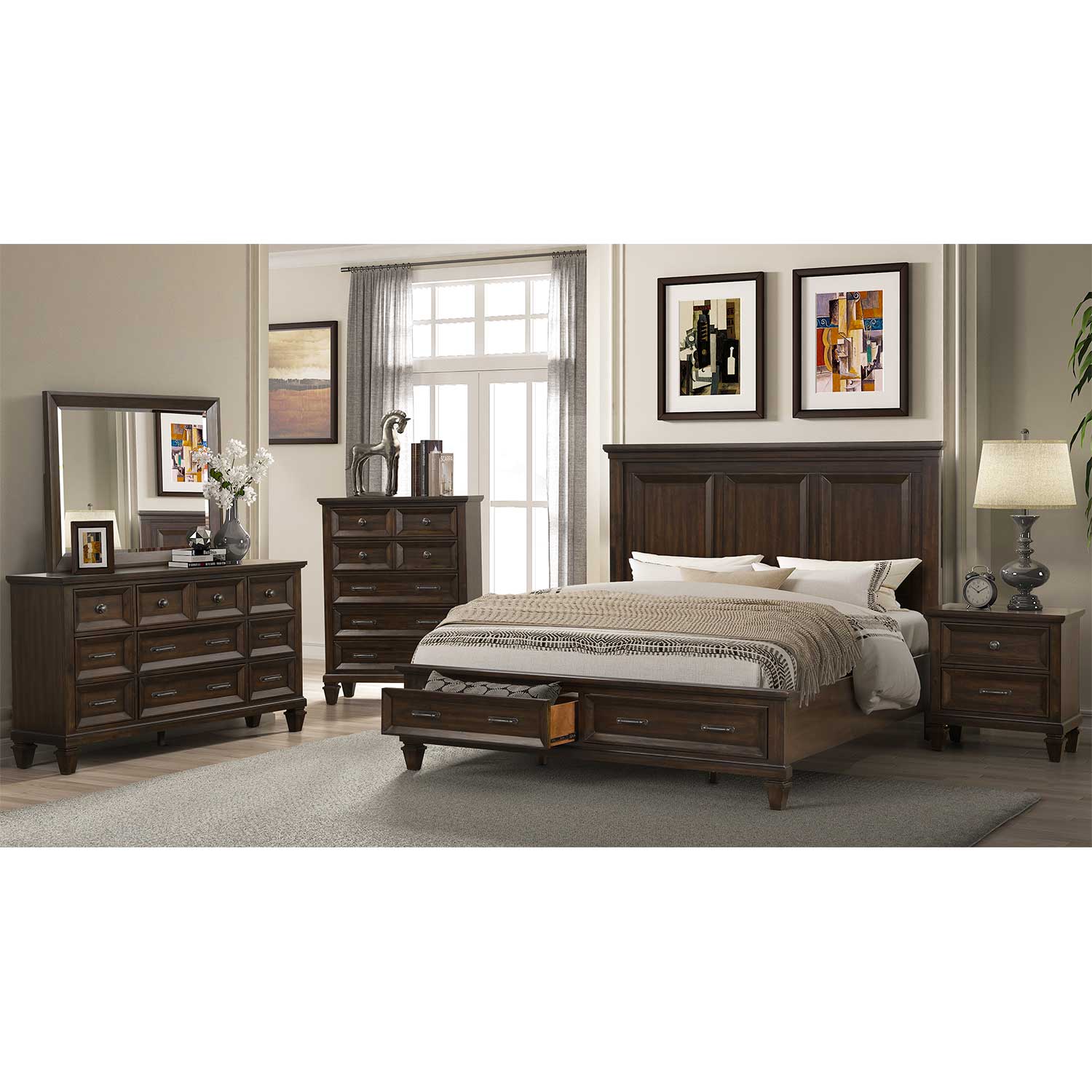 Alyssa King Dark Walnut Storage Bed | F1808-KSBED | AFW.com