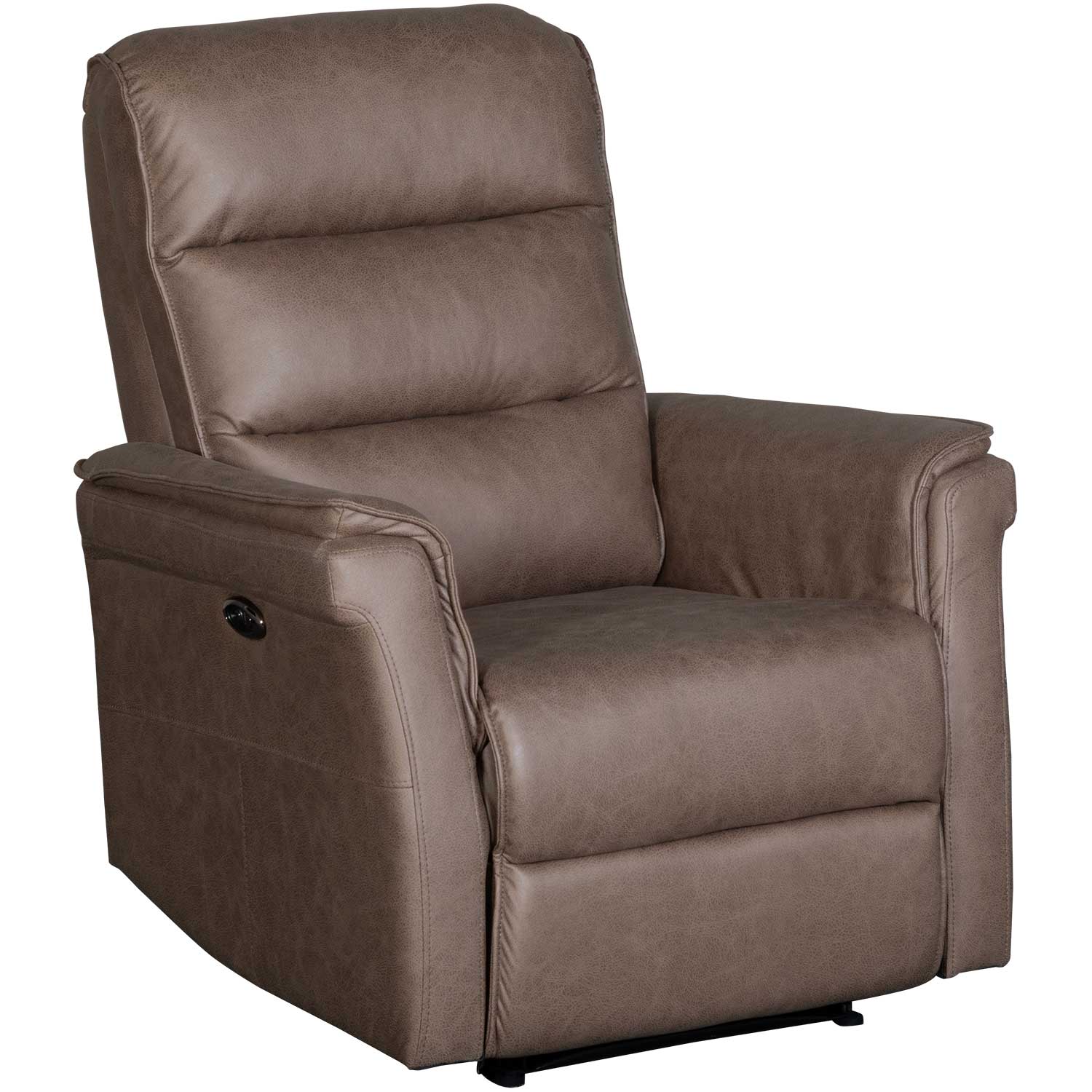 Amala Brown Leather Reclining Swivel Arm Chair with Adjustable Headrest And  Ottoman