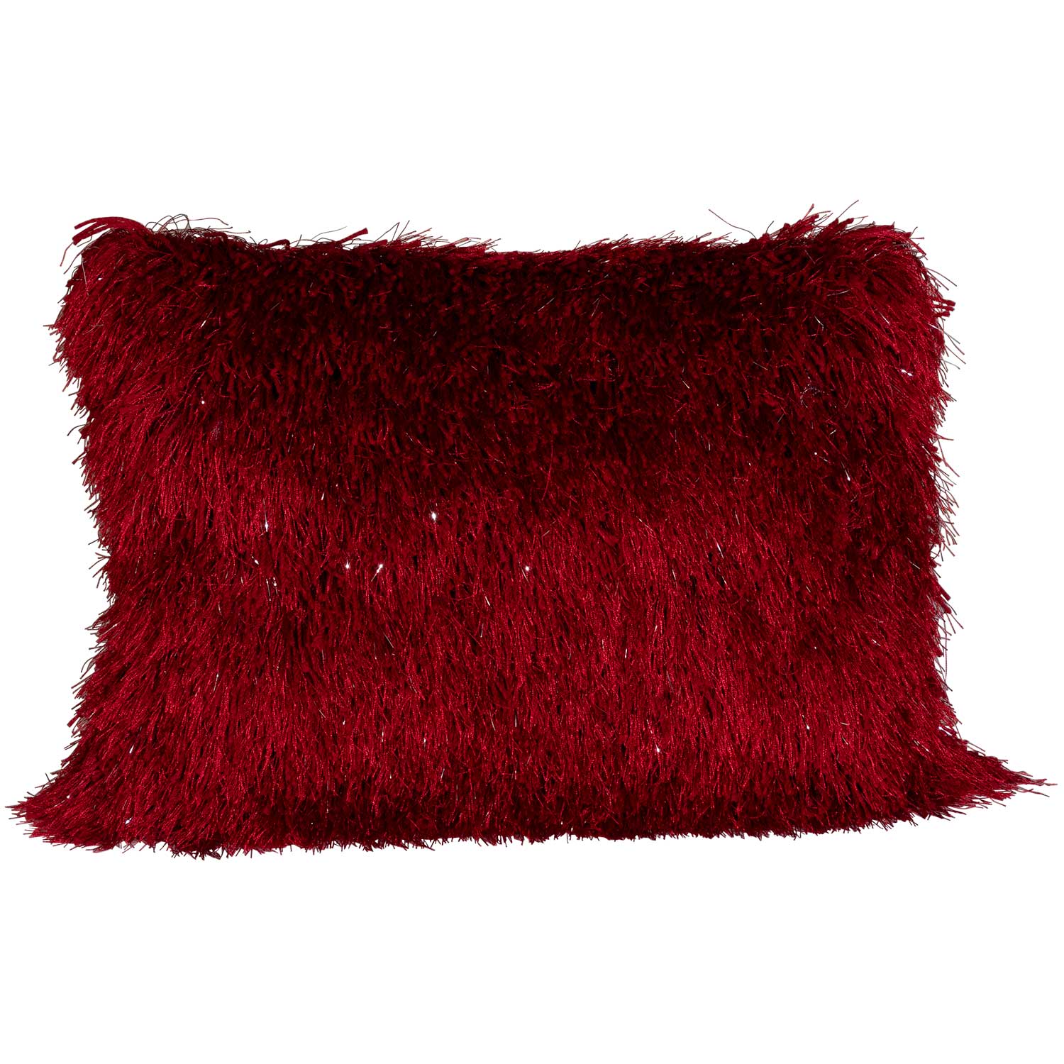 Red best sale furry pillows