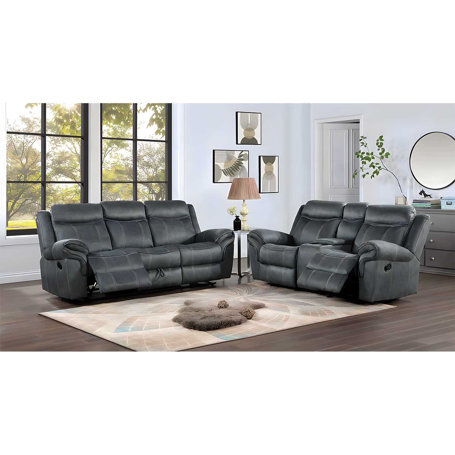 Charles Gray Recline Console Loveseat | 1M-59928RL | AFW.com