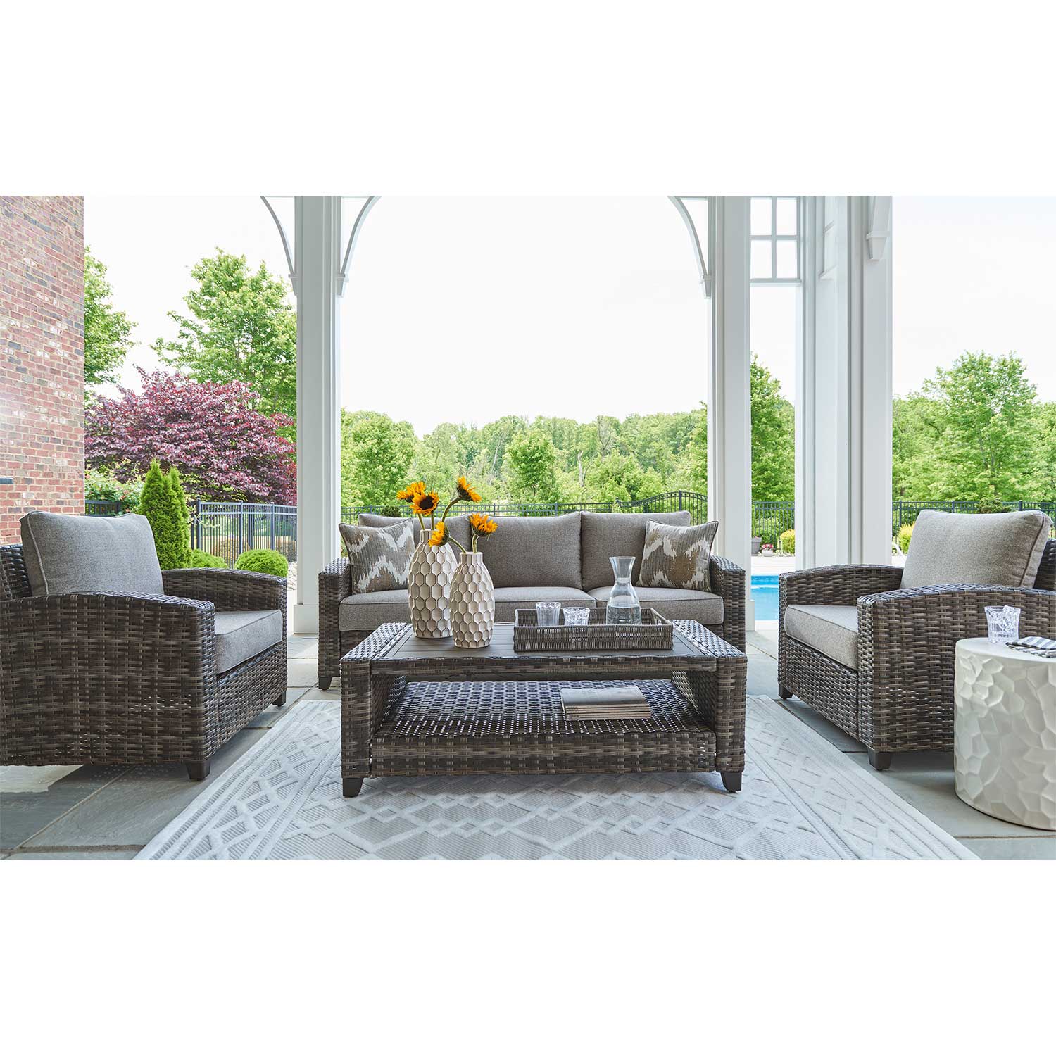 Piece Outdoor Conversation Set Ashley Cloverbrooke Patio Set Oasis