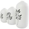 Picture of Set Of 3 White Vase Black Leaf