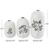 Picture of Set Of 3 White Vase Black Leaf