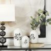 Picture of Set Of 3 White Vase Black Leaf