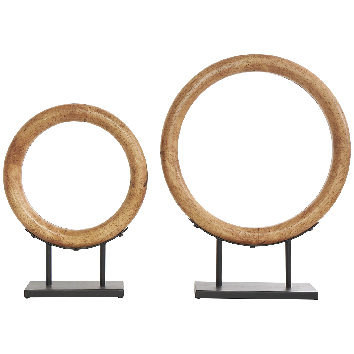 Set Of 2 Circle Ring Sculpture On Metal Stand