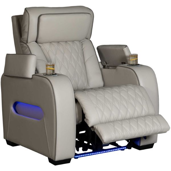 Gray Leather Dual Power Zero Gravity Recliner | 0L0-271PR | AFW.com