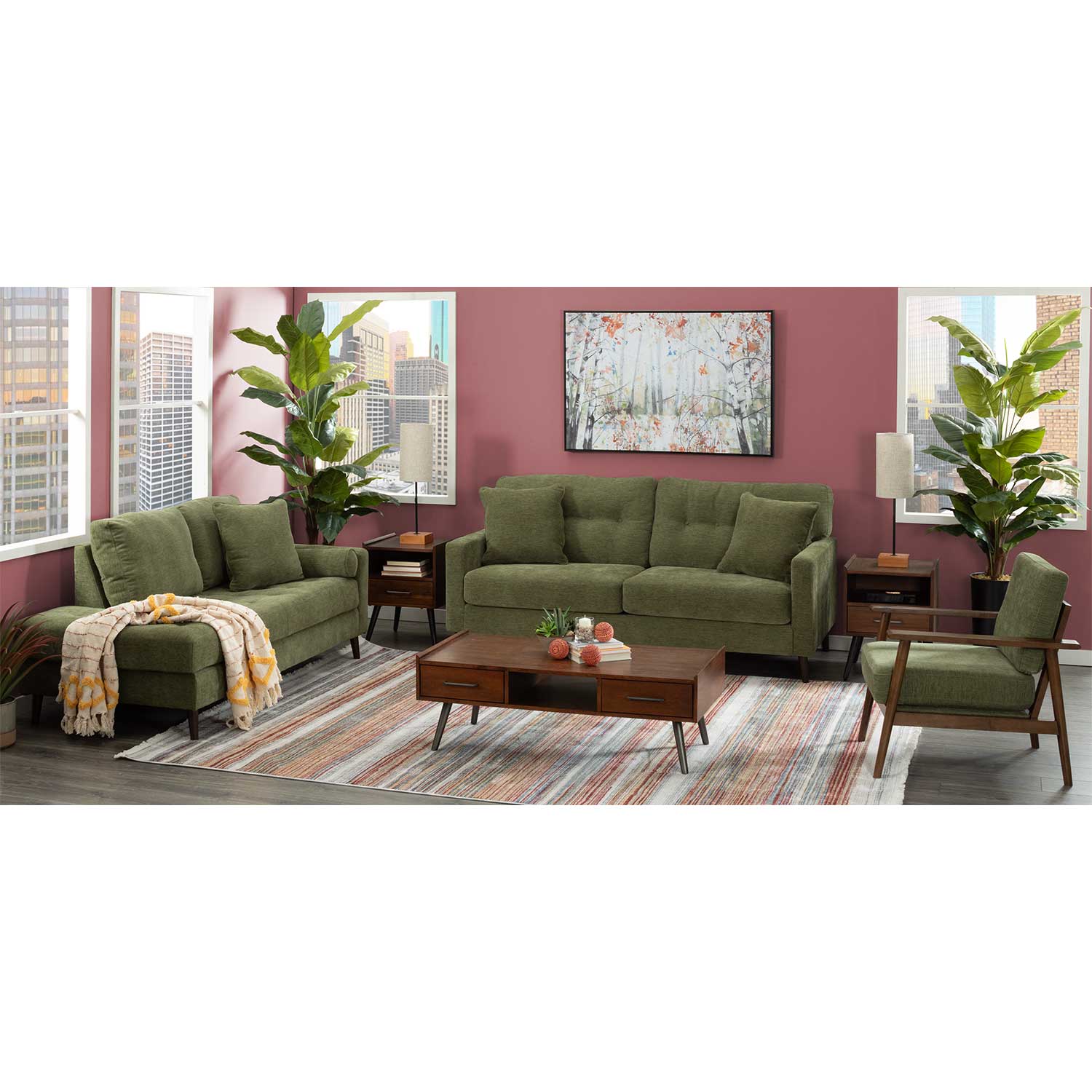 Bixler Tufted Olive Sofa | D-261S | AFW.com