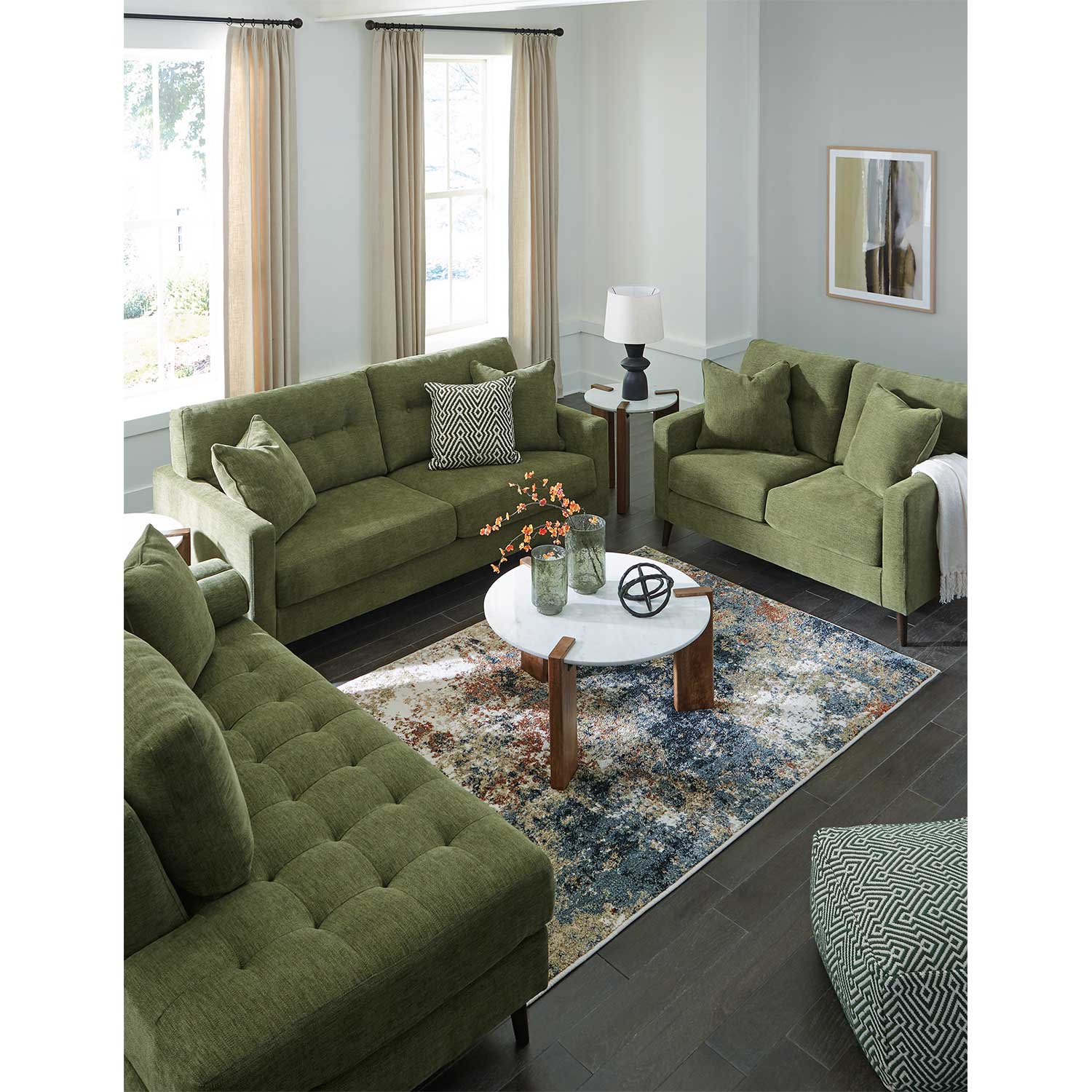 Bixler Tufted Olive Sofa | D-261S | AFW.com