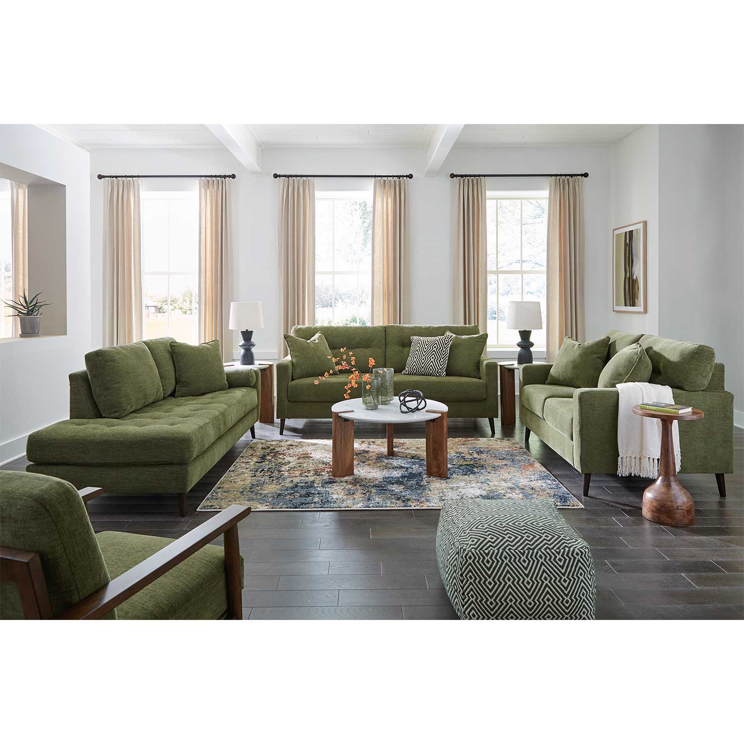 Bixler Tufted Olive Loveseat | D-261L | AFW.com