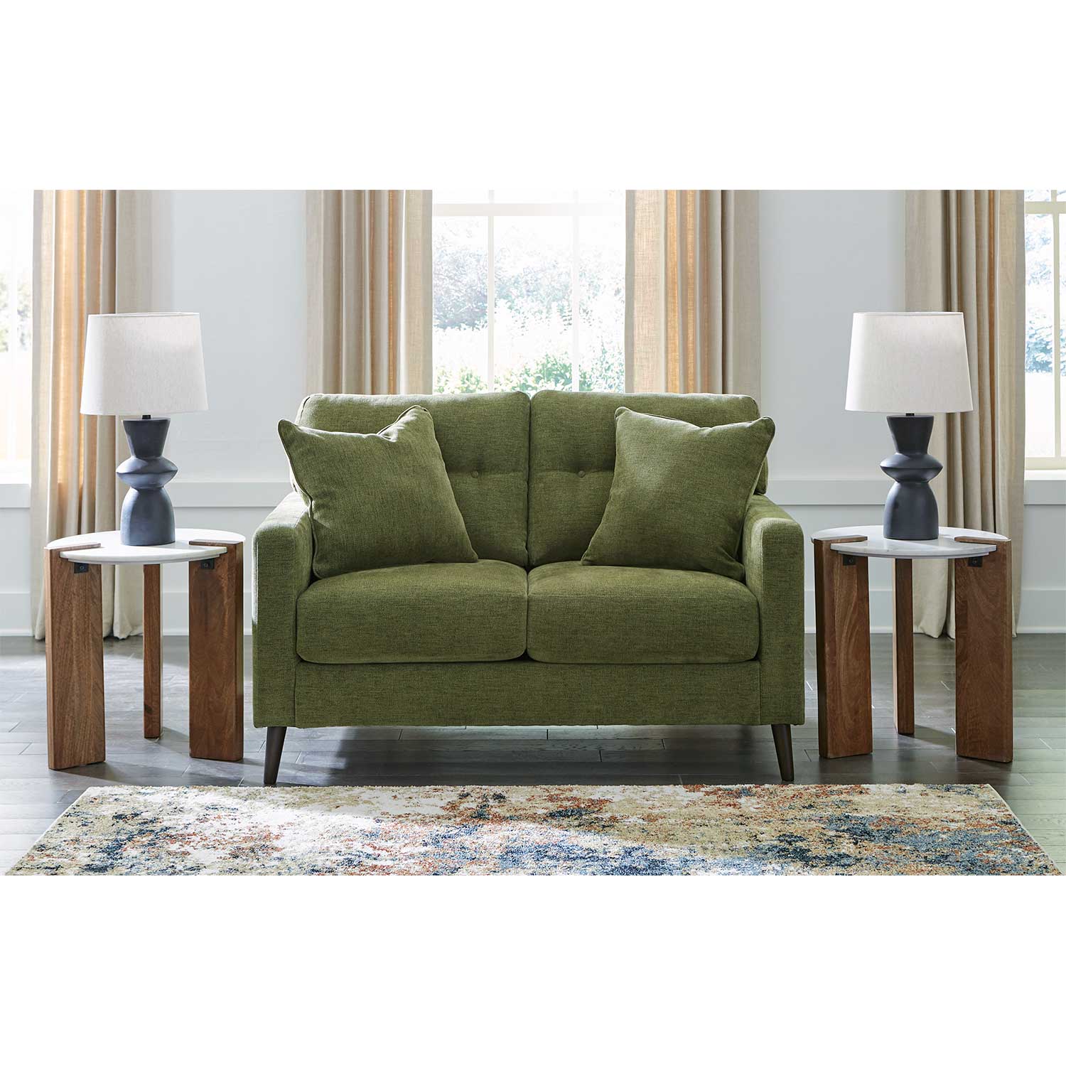 Bixler Tufted Olive Loveseat | D-261L | AFW.com