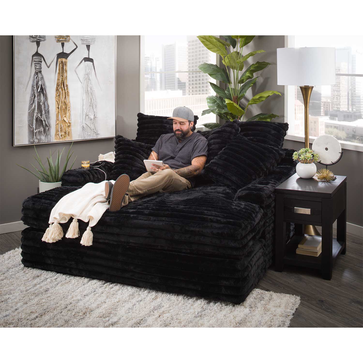 Snuggle Black Double Chaise 4500 JULIA BLACK | | AFW.com