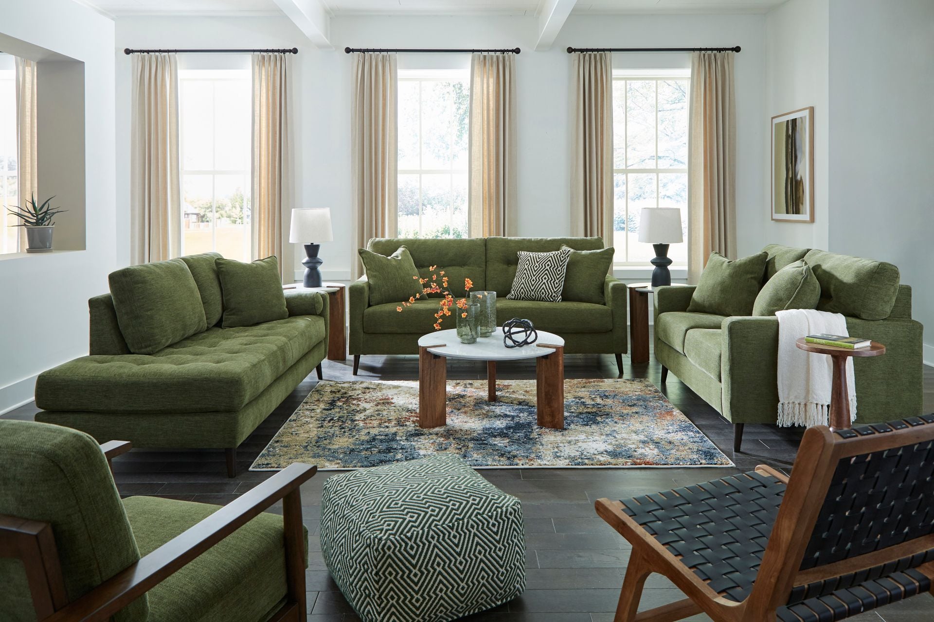 Bixler Tufted Olive Sofa | D-261S | AFW.com