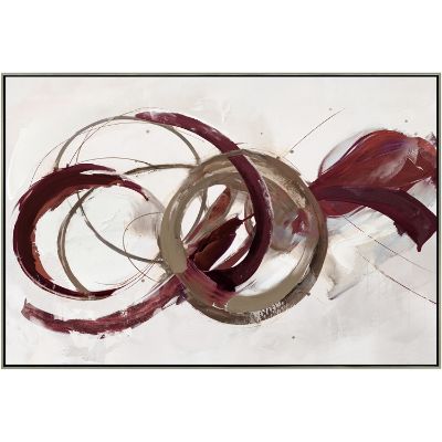 Picture of Abstrct Circle Taupe Cranberry Framed