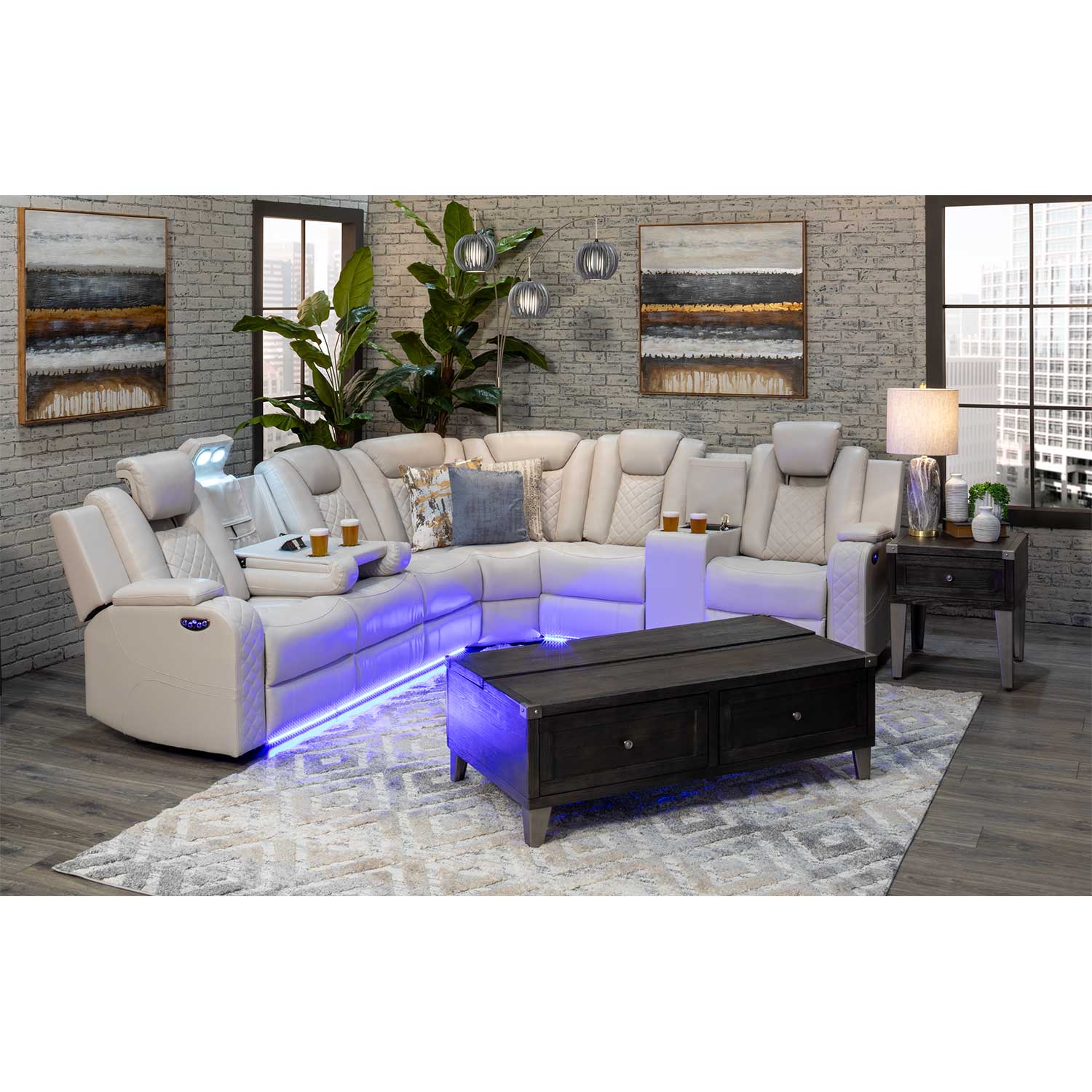 Hyde Park 3PC Dual Power Sectional - | AFW.com