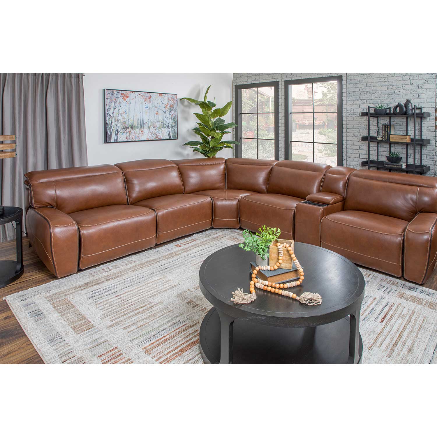 Tora 7PC Leather Power Headrest Recline Sectional | 90115 LAF/RAF