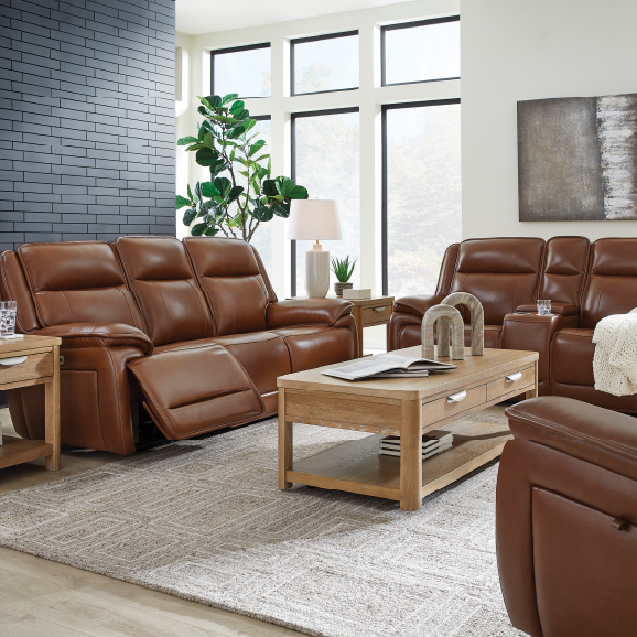 Healy Pier Zero Gravity Power Recline Leather Sofa